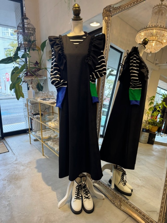 ShoulderフリルNosleeveワンピース