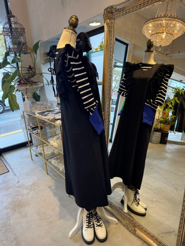 ShoulderフリルNosleeveワンピース