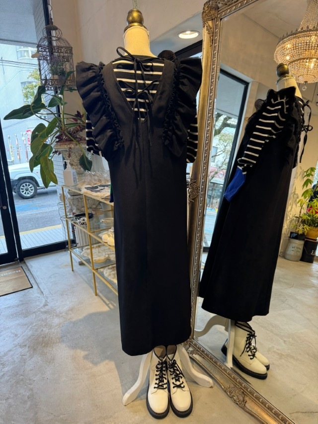 ShoulderフリルNosleeveワンピース