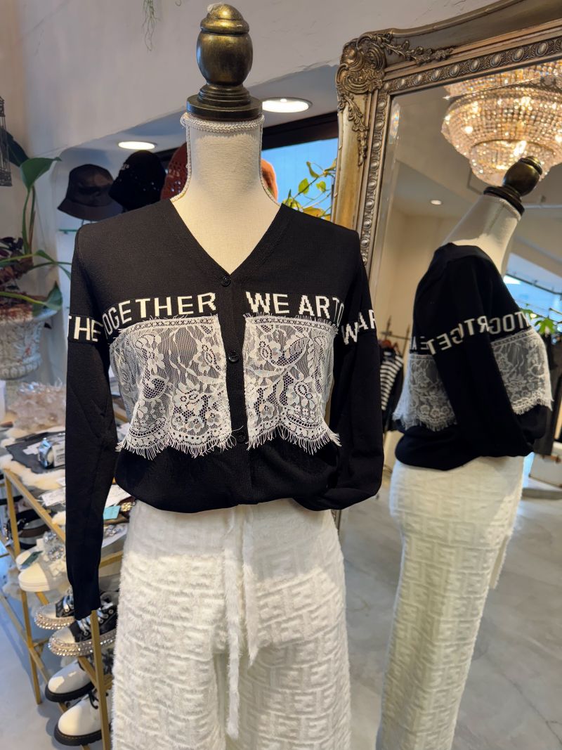 LaceLetterカーディガン