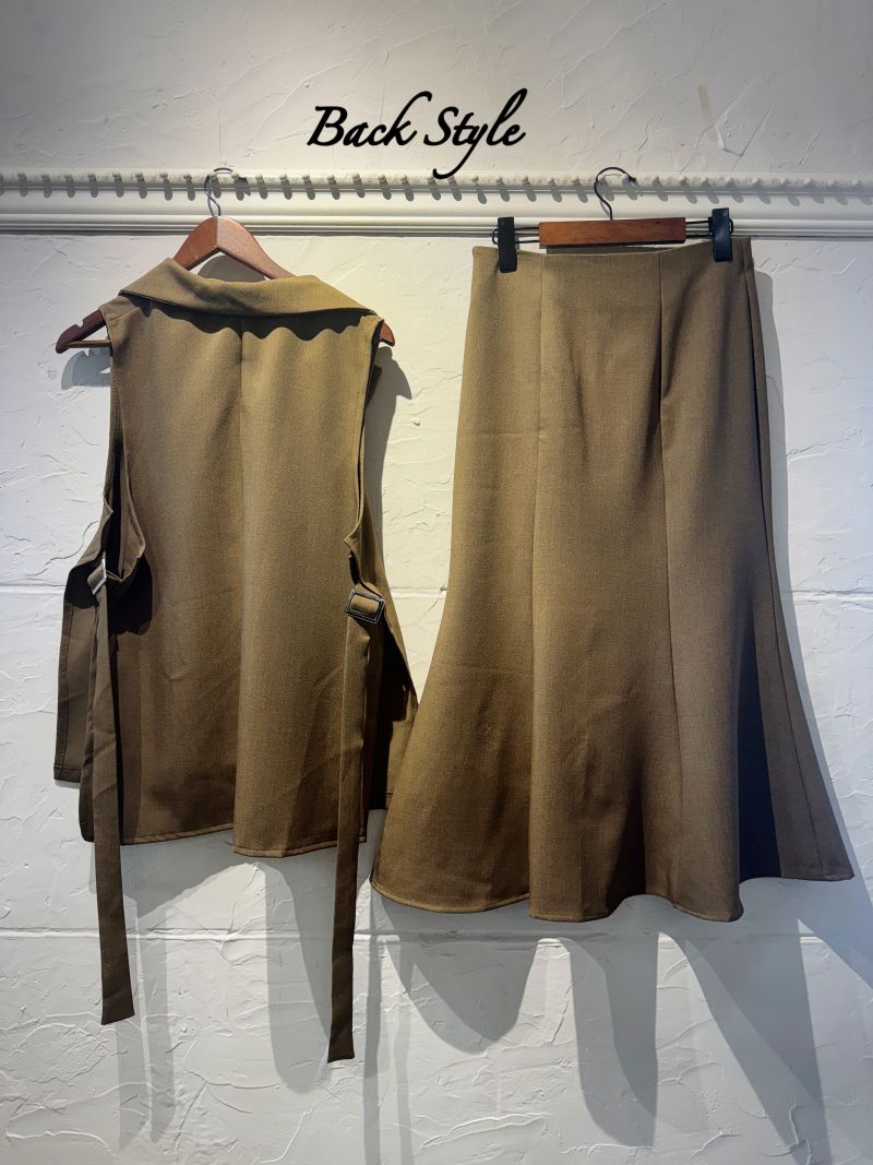 SideベルトジレJacket+スカートSet