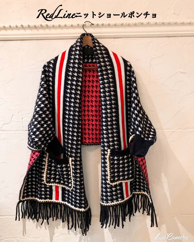 RedLineニットショールポンチョ