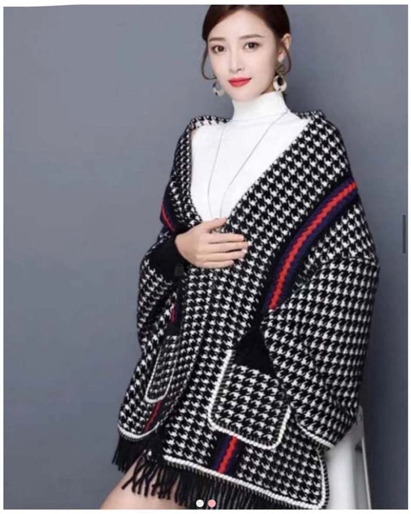 RedLineニットショールポンチョ