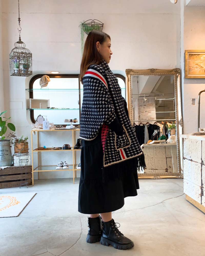 RedLineニットショールポンチョ