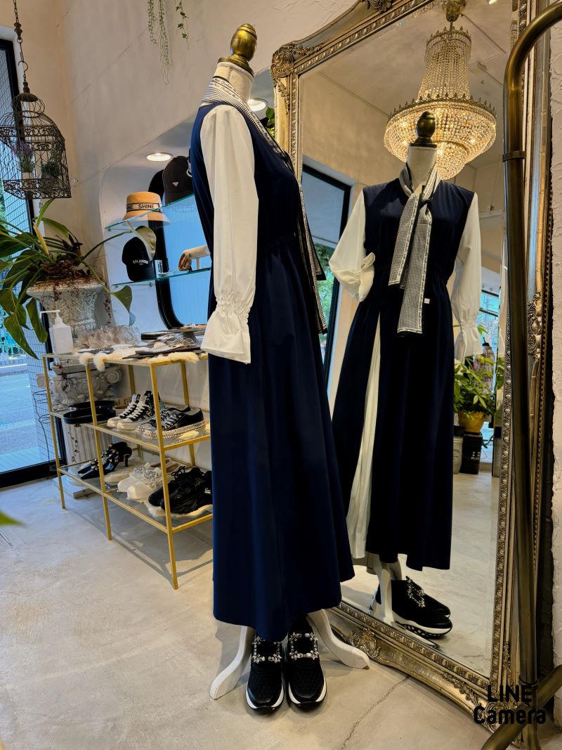 SwitchingSleeveプリーツMixワンピース