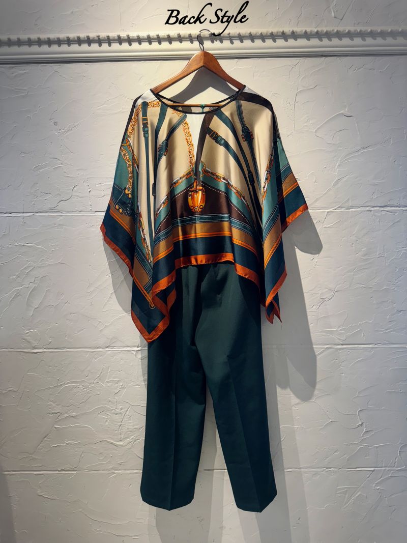 ScarfCapeカットソー+Greenパンツセットアップ