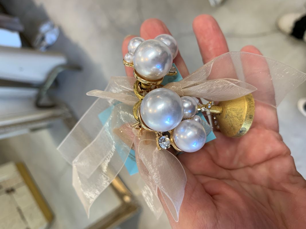 パールChiffonリボンピアス