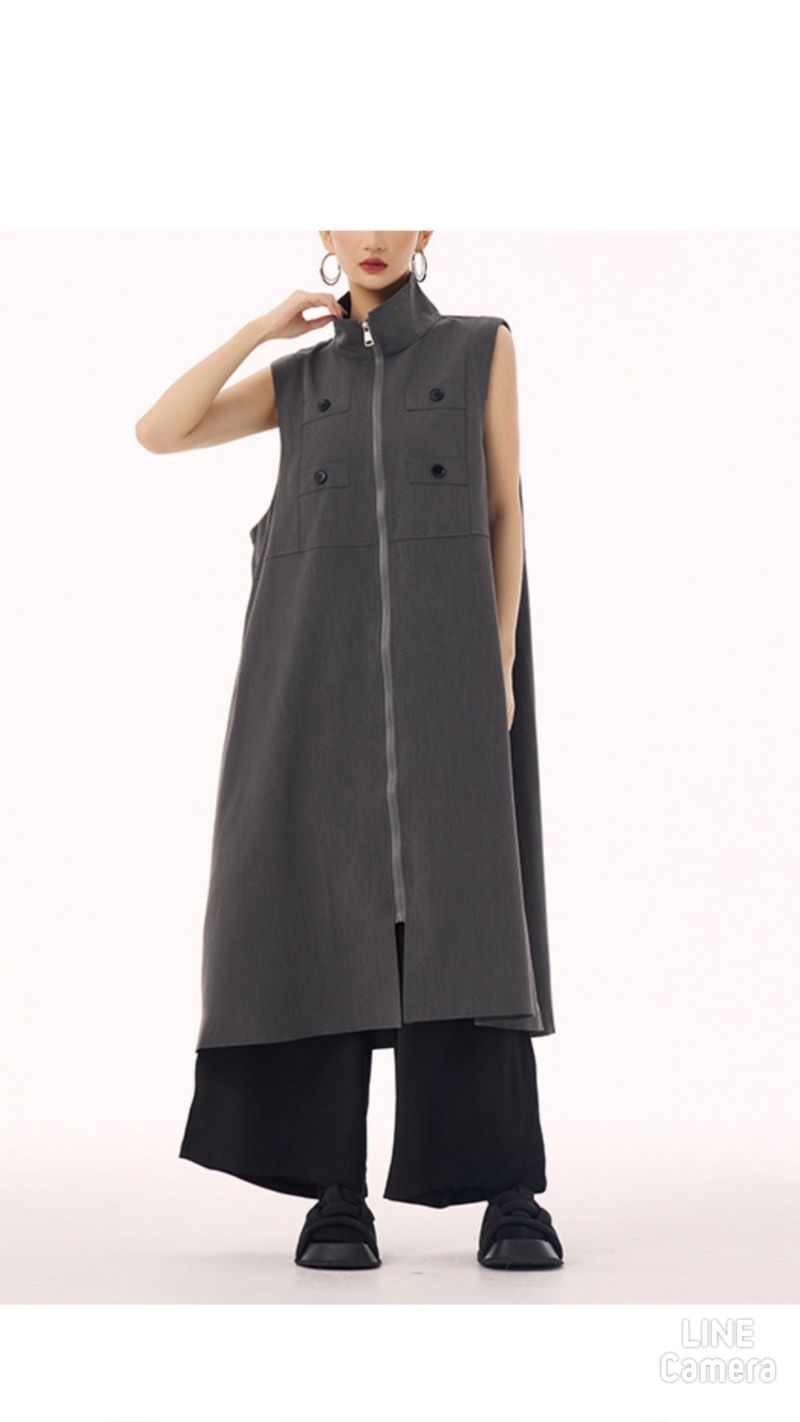 StandNeckボタンジレJacket