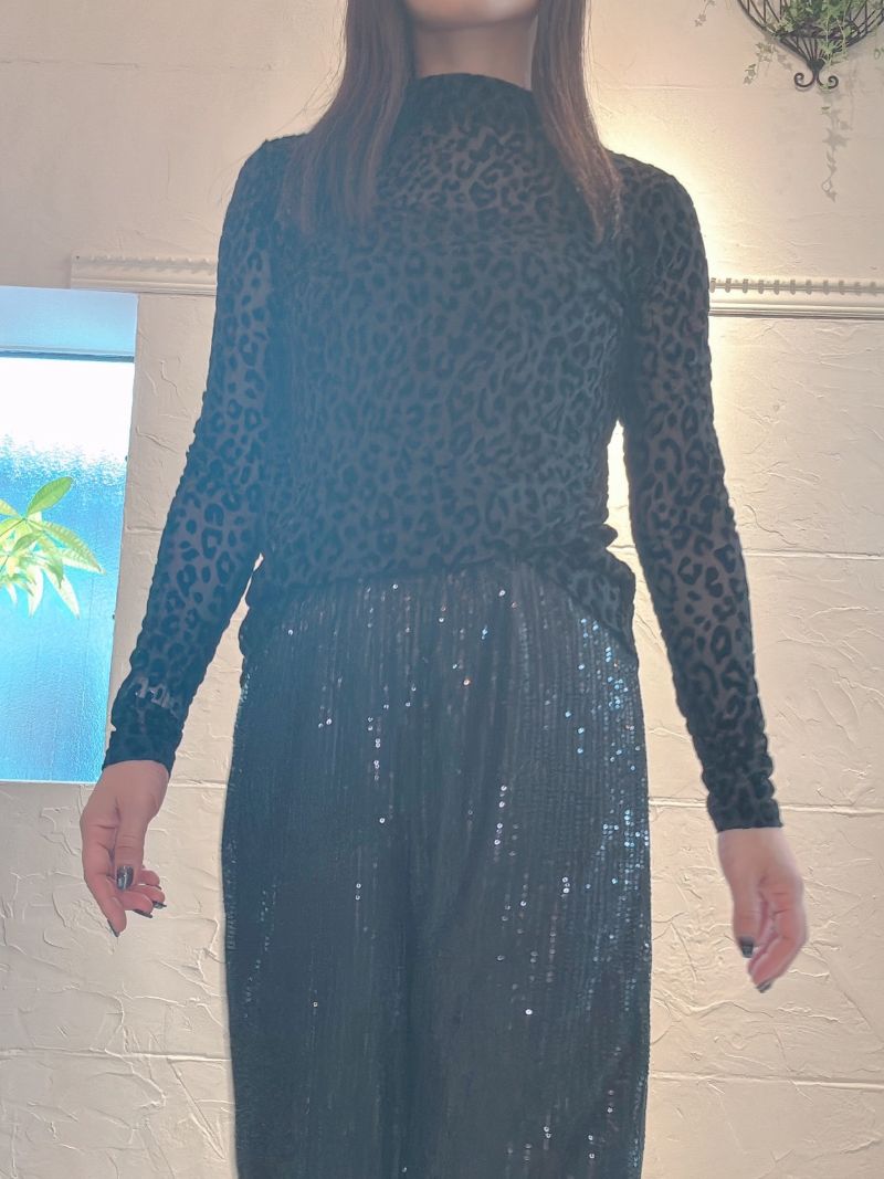 ベルベットLeopardシアーカットソー