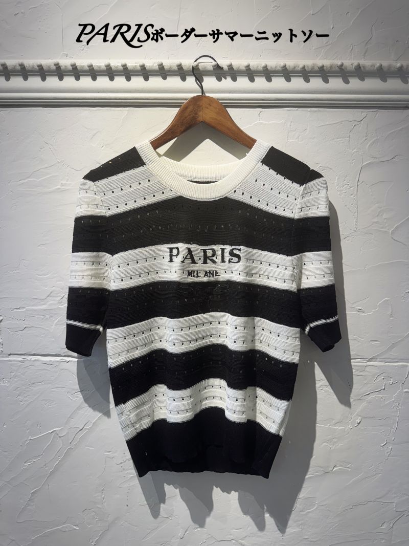PARISボーダーサマーニットソー