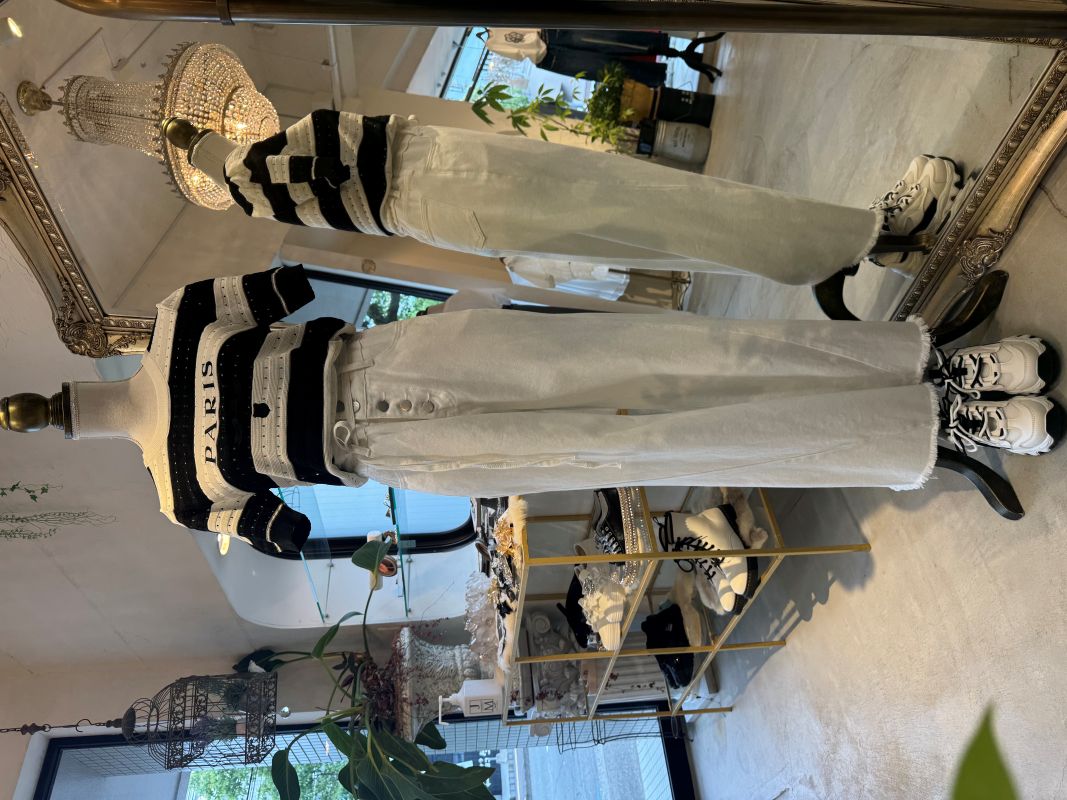 PARISボーダーサマーニットソー