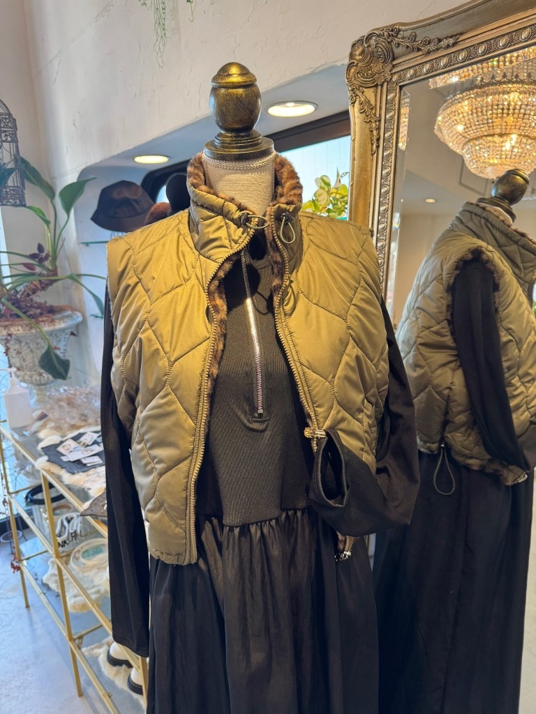 ReversibleLepardFur×Quiltingベスト