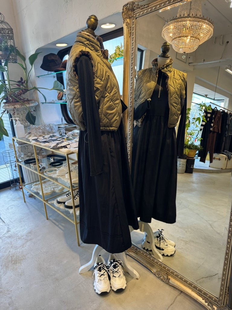 ReversibleLepardFur×Quiltingベスト