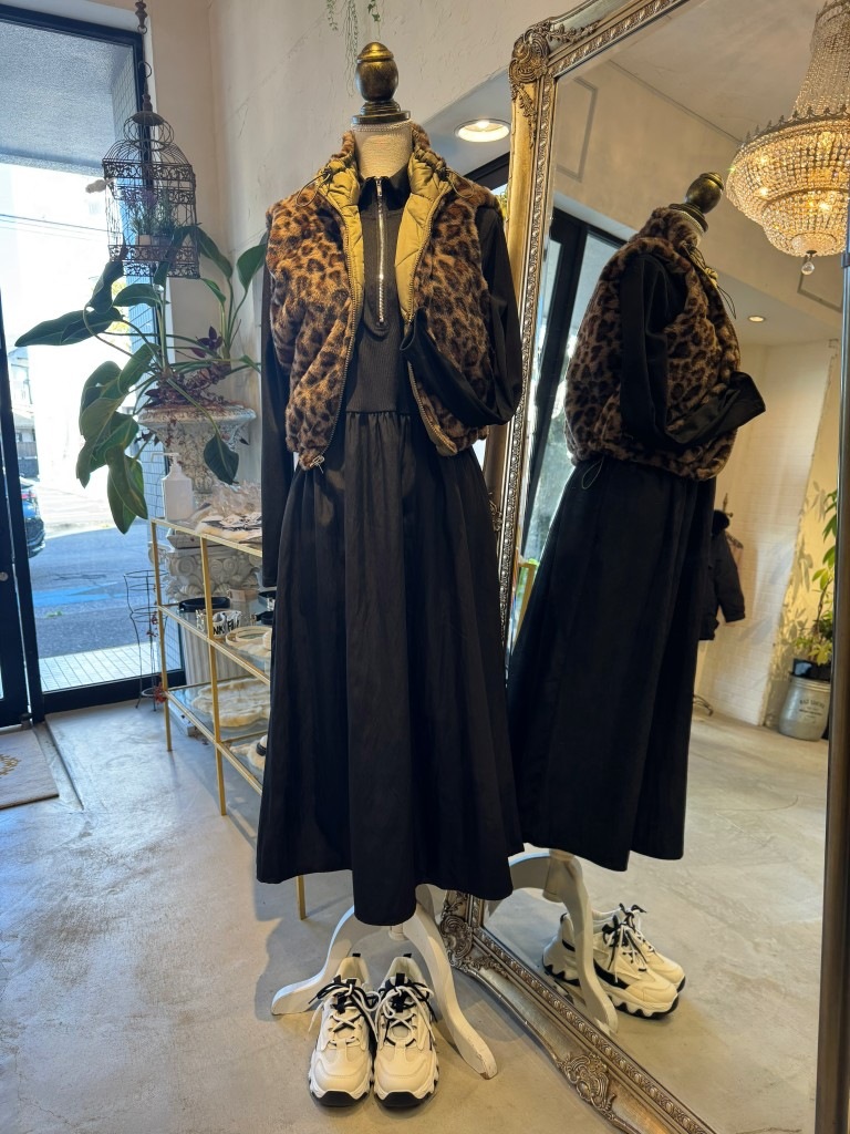 ReversibleLepardFur×Quiltingベスト