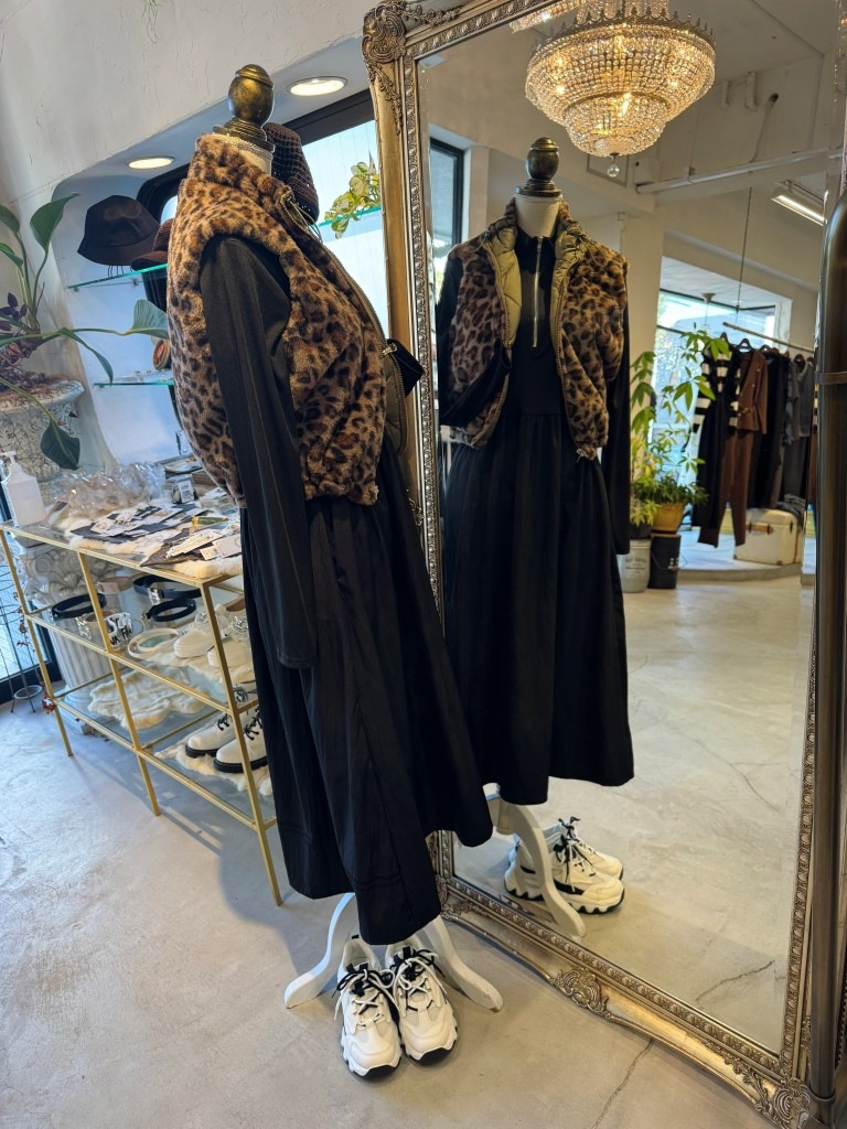 ReversibleLepardFur×Quiltingベスト