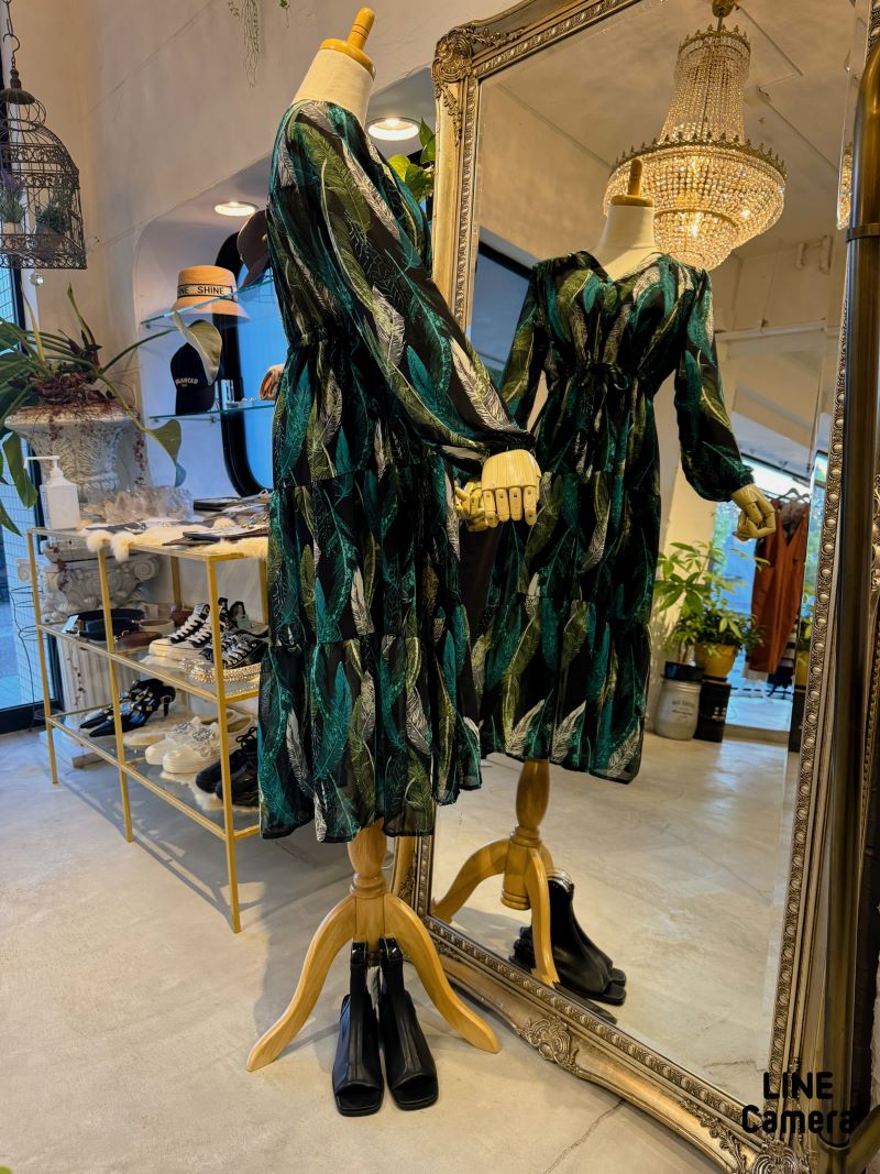 MixGreenLeafシフォンワンピース