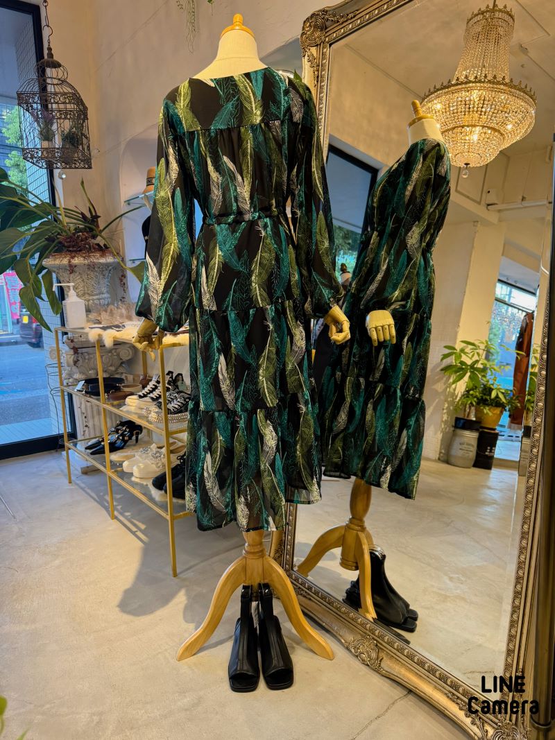 MixGreenLeafシフォンワンピース