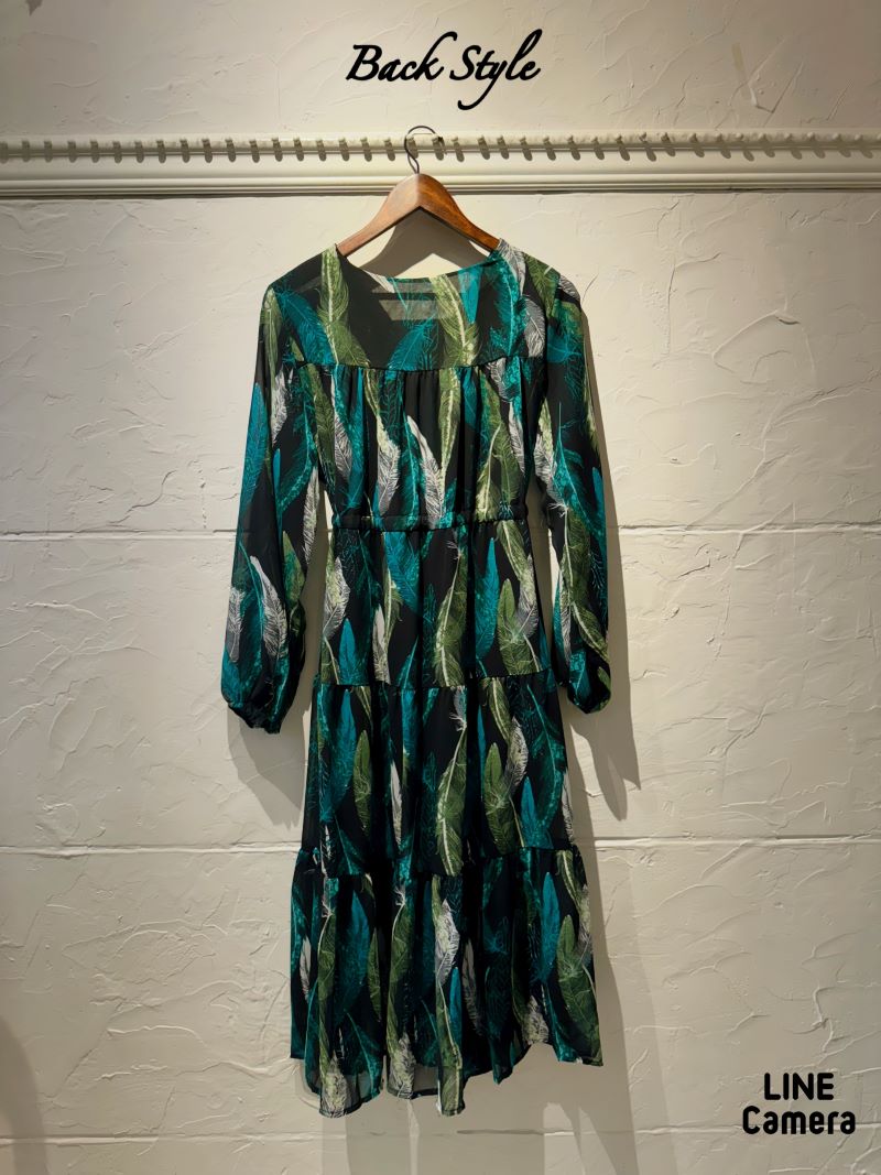 MixGreenLeafシフォンワンピース