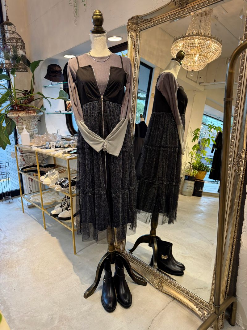 LameチュールLayerキャミワンピース