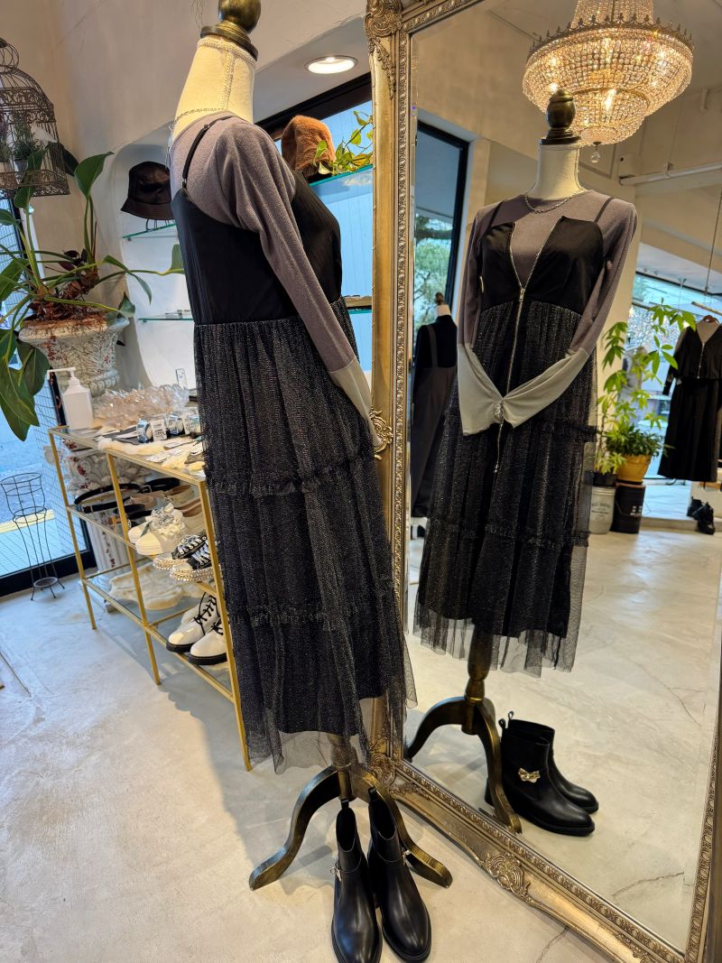 LameチュールLayerキャミワンピース