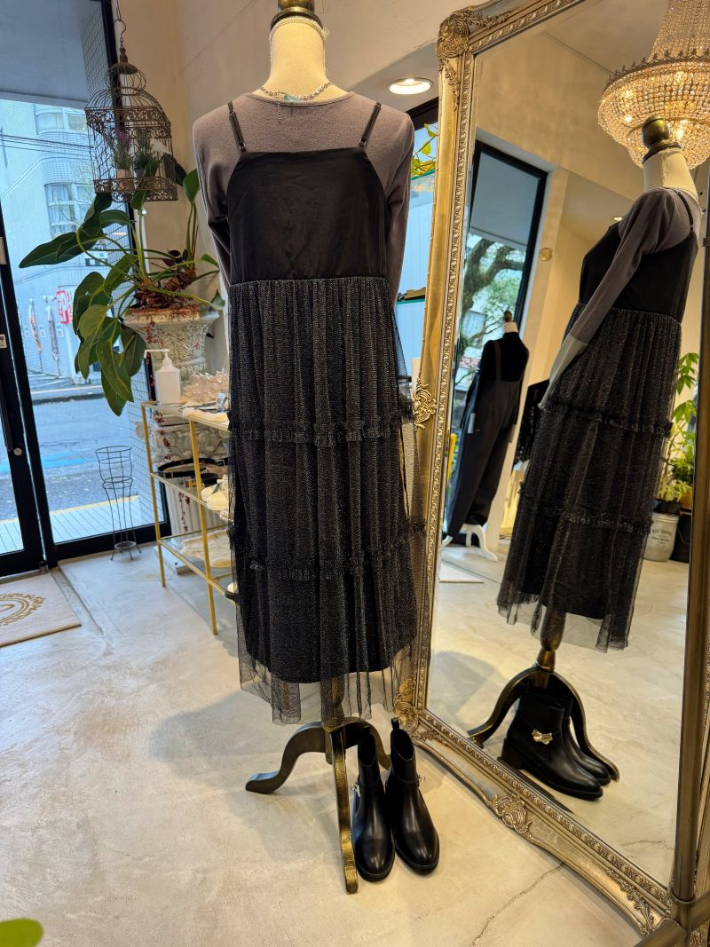 LameチュールLayerキャミワンピース