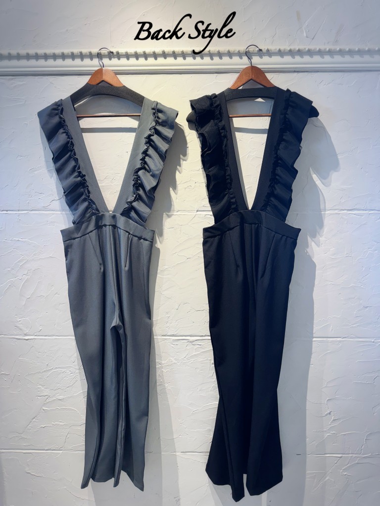 TulleフリルVLineサロペットパンツ