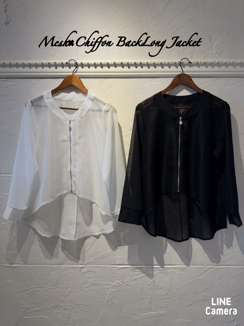 Mesh×Chiffon BackLong Jacket