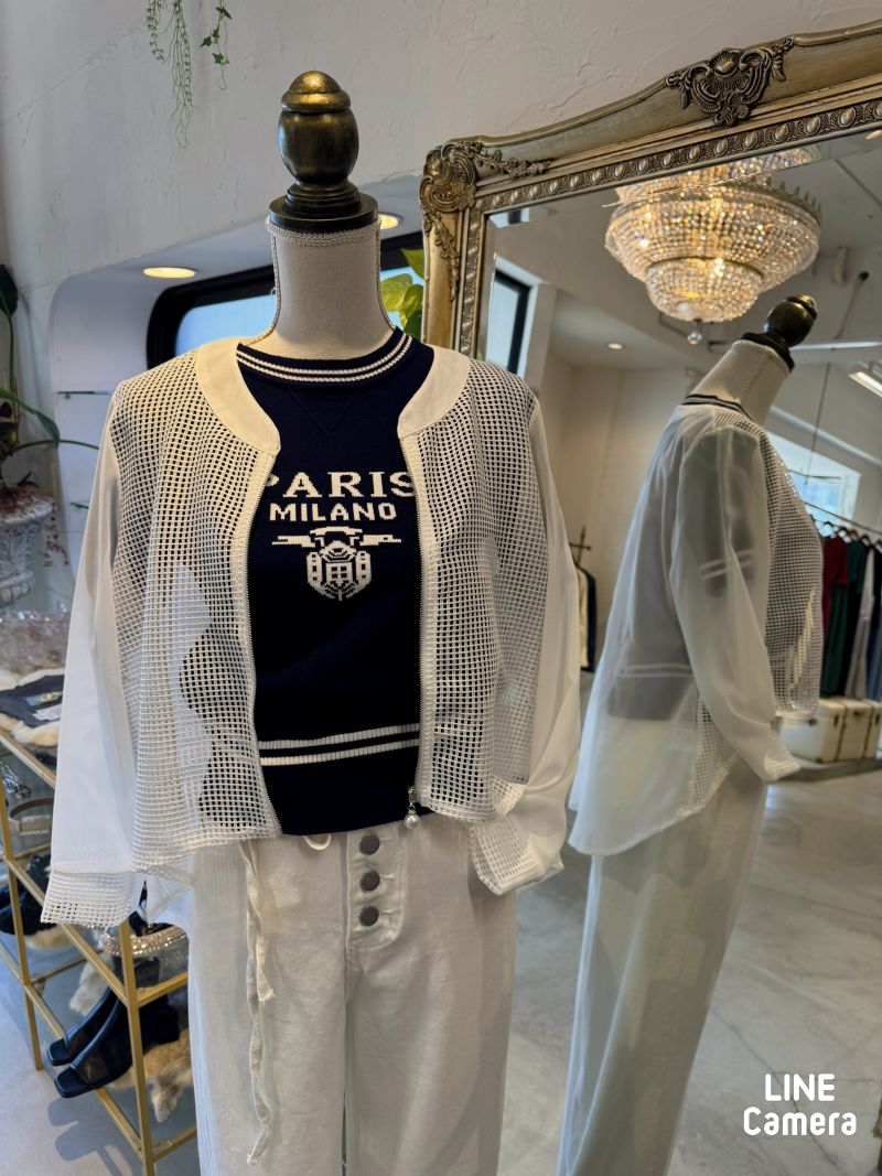 Mesh×Chiffon BackLong Jacket