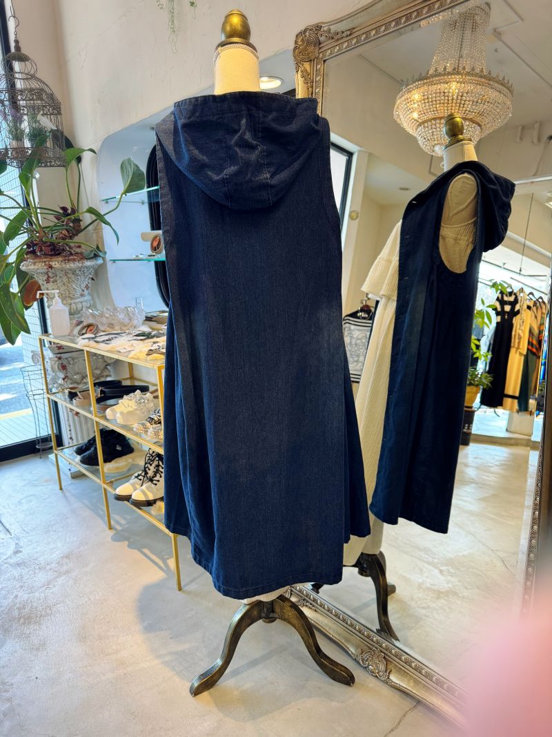 Foodyデザイン2Wayデニムジレワンピース