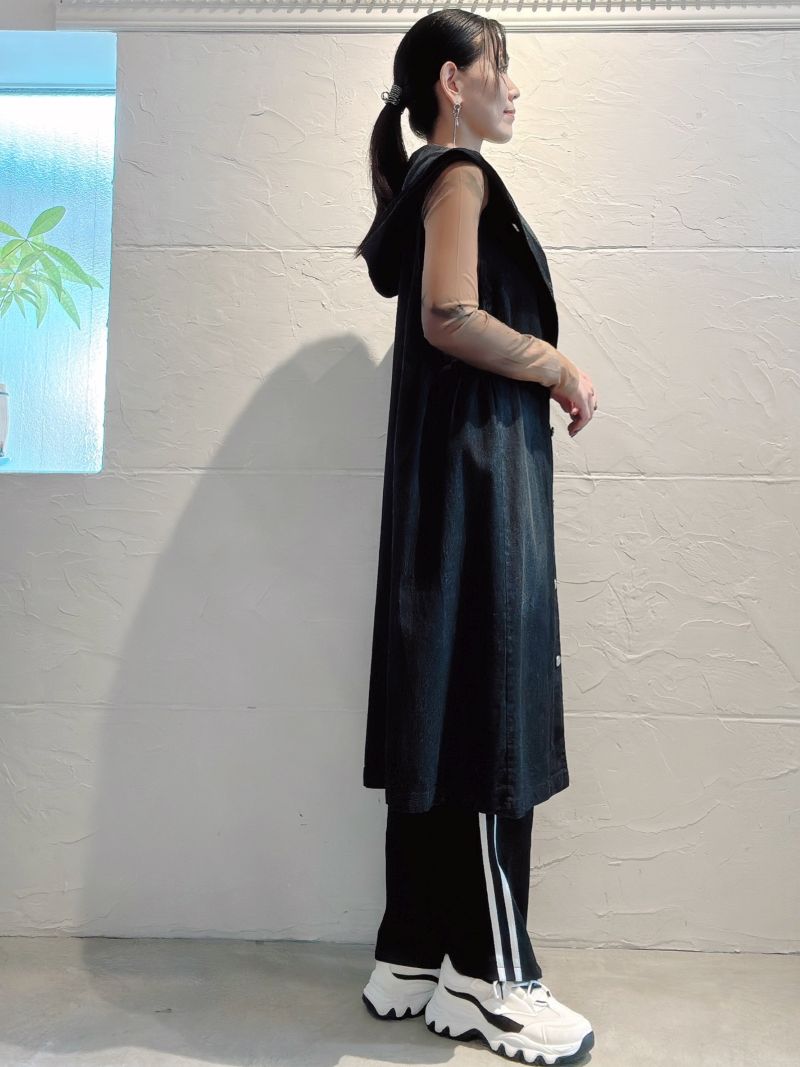 Foodyデザイン2Wayデニムジレワンピース