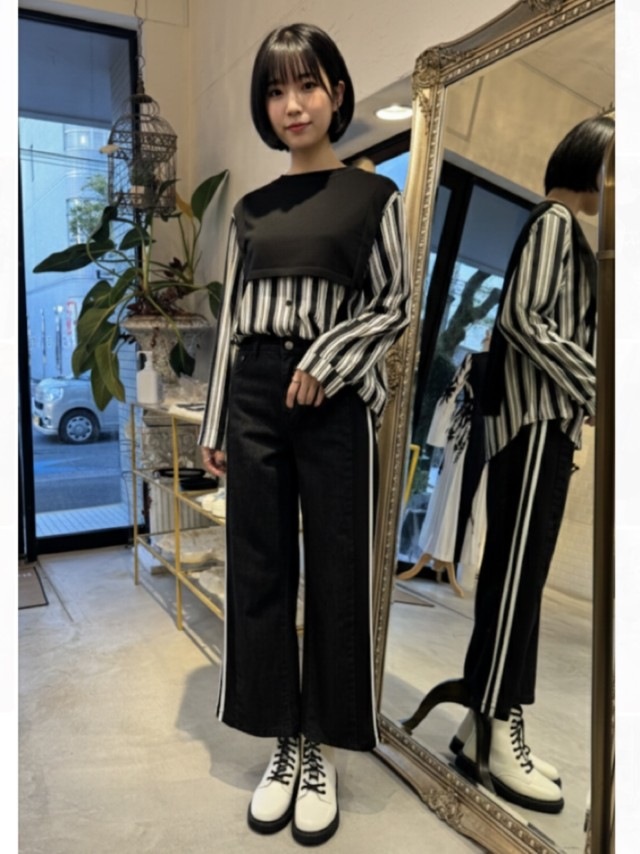 ThinニットMixStripeシャツ