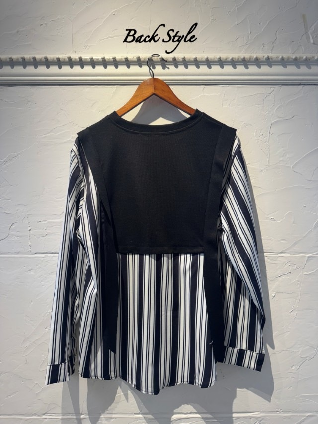 ThinニットMixStripeシャツ