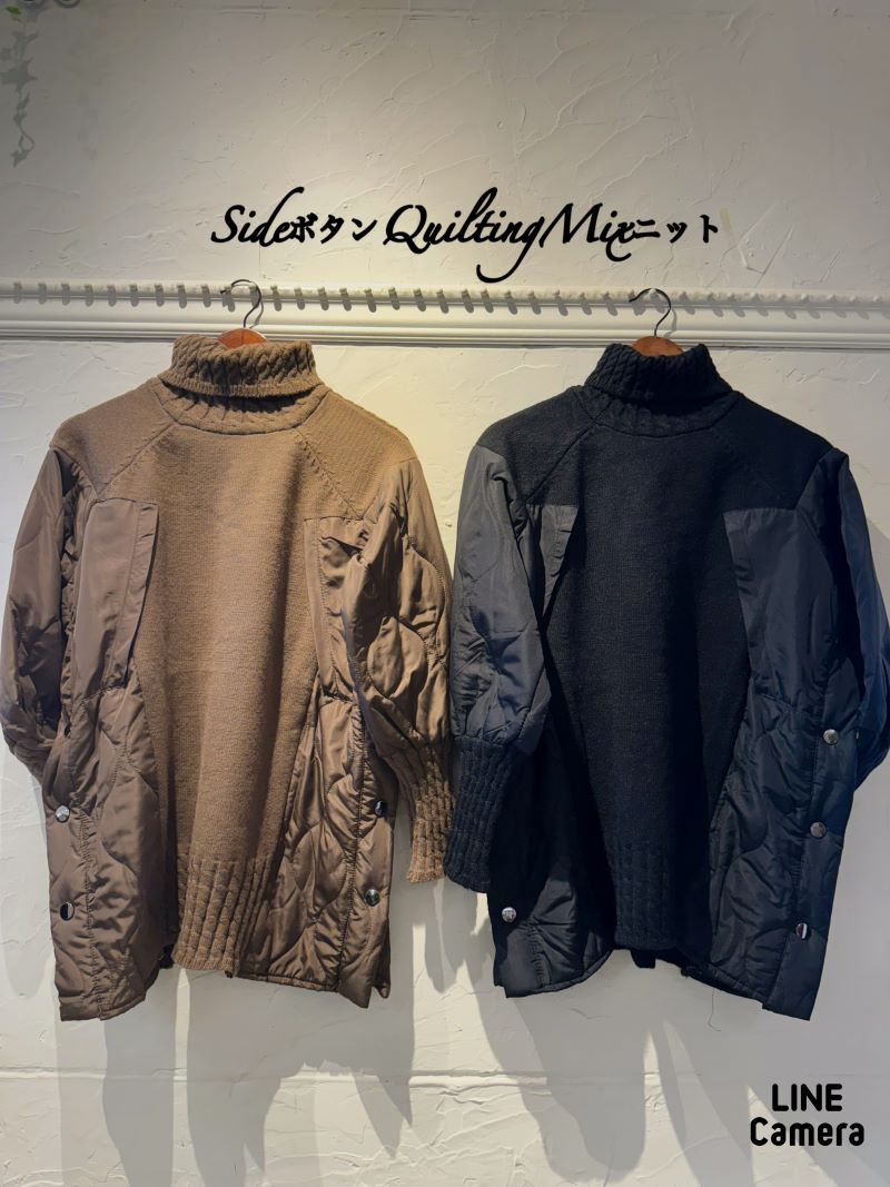 SideボタンQuiltingMixニット