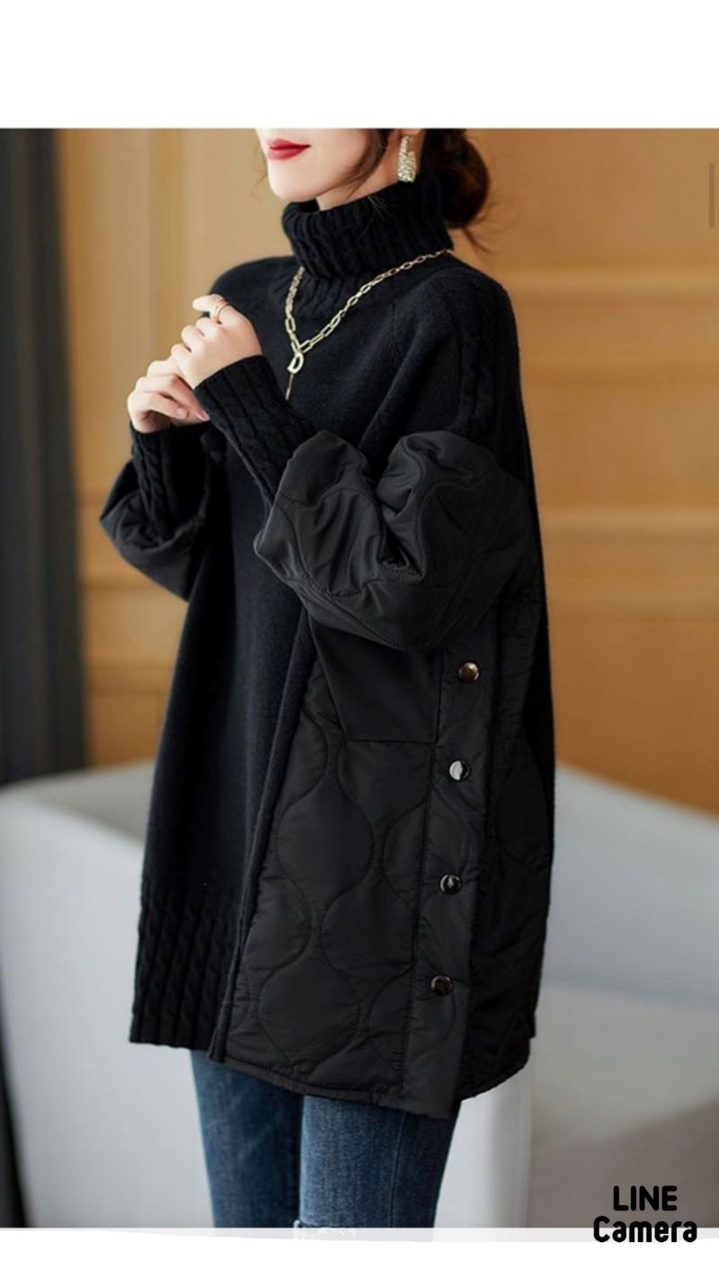 SideボタンQuiltingMixニット