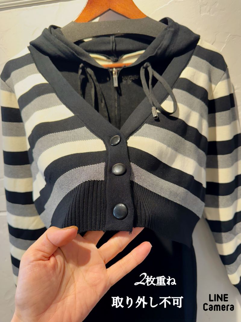 Cardigan重ね着風ニットワンピース