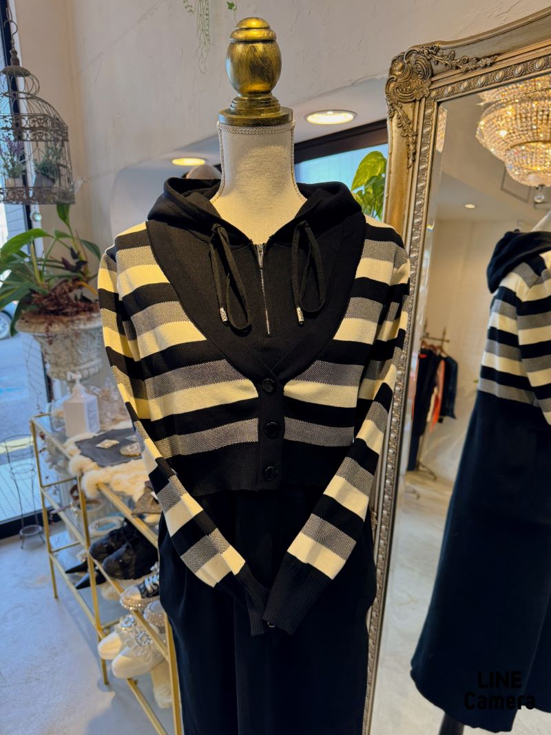 Cardigan重ね着風ニットワンピース