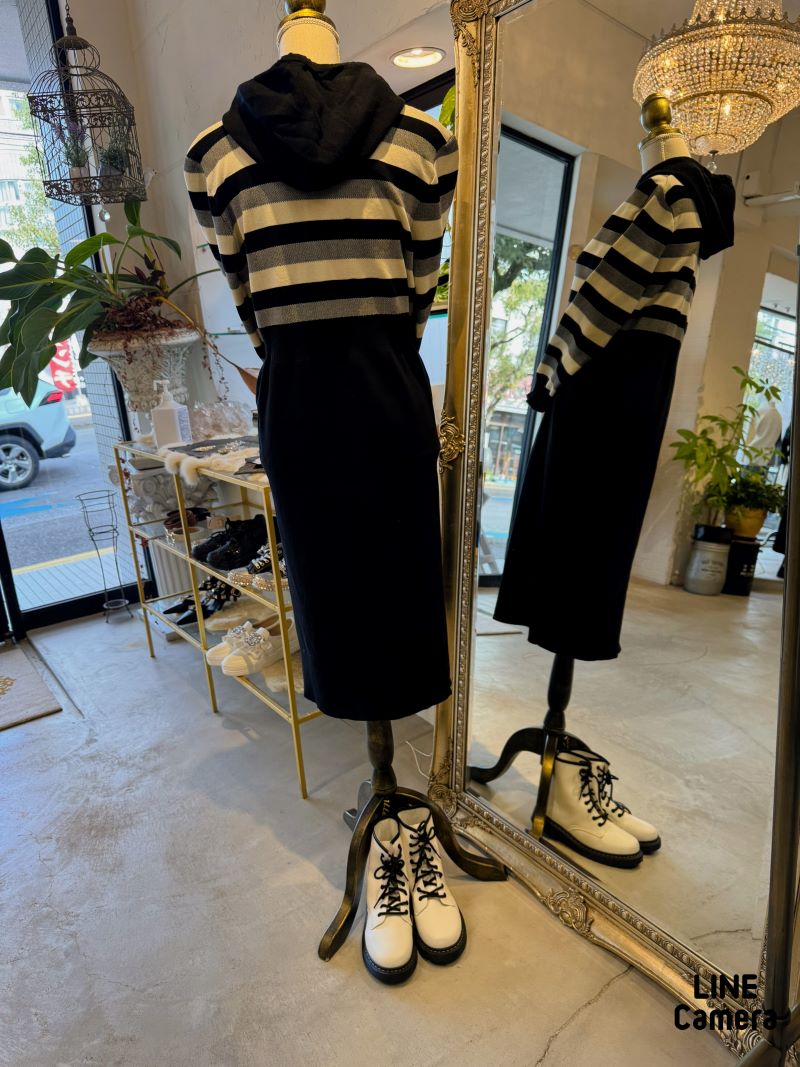 Cardigan重ね着風ニットワンピース