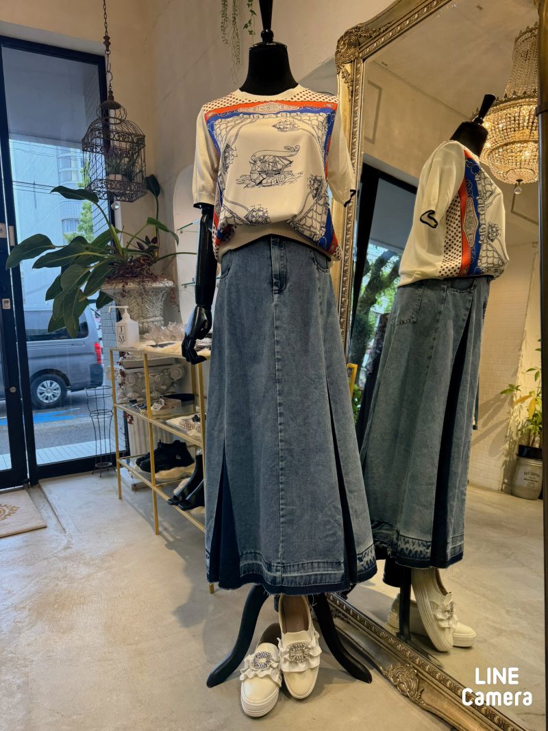 Scarfドッキングサマーニットソー