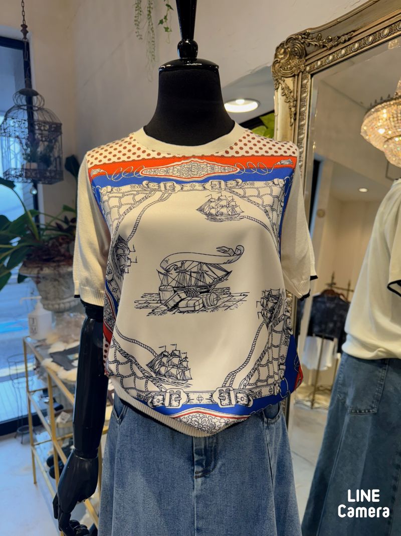 Scarfドッキングサマーニットソー