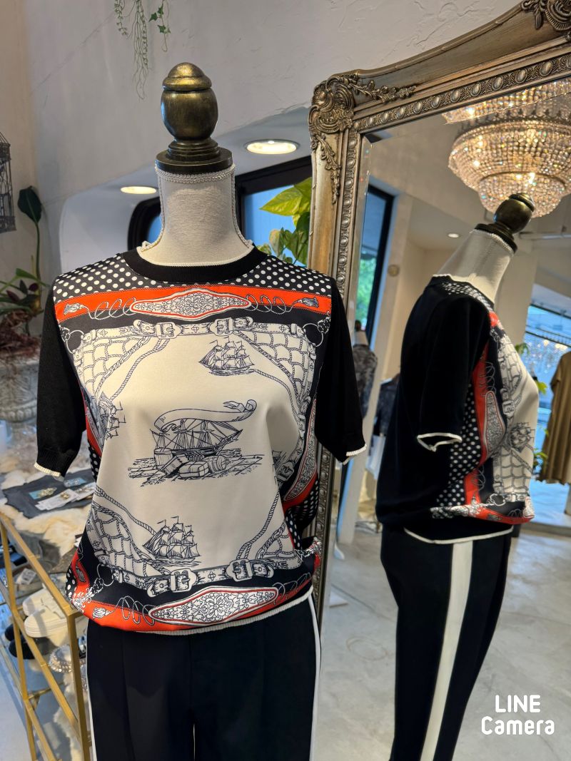 Scarfドッキングサマーニットソー