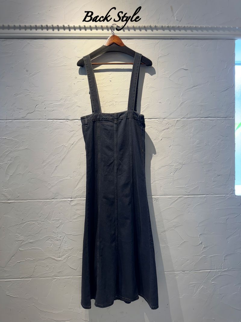 HighWaistBlackデニムサロペットスカート