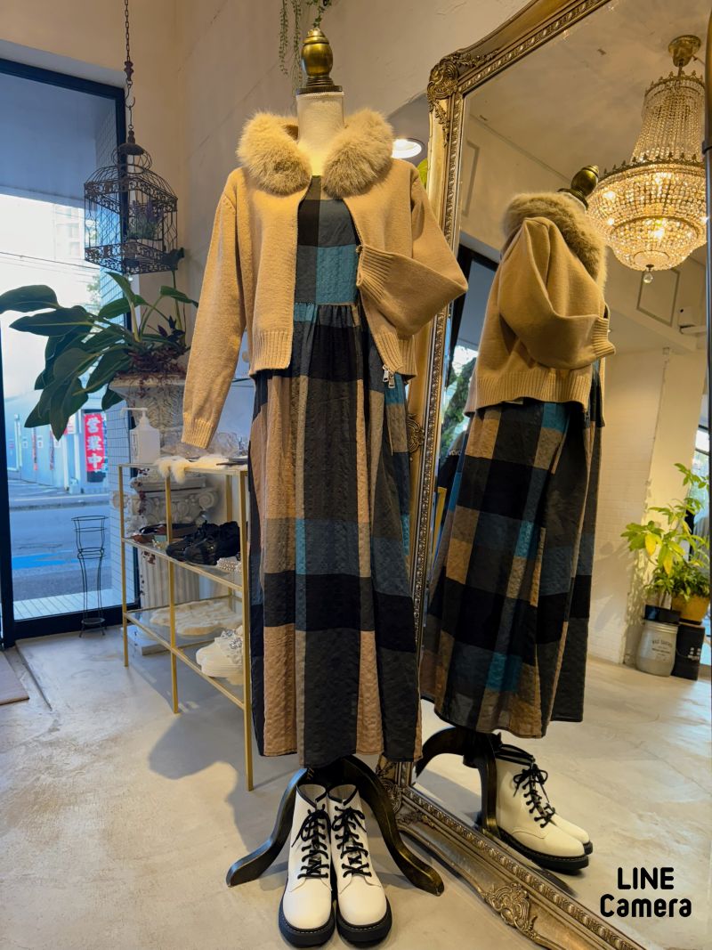 ColorMixチェックワンピース