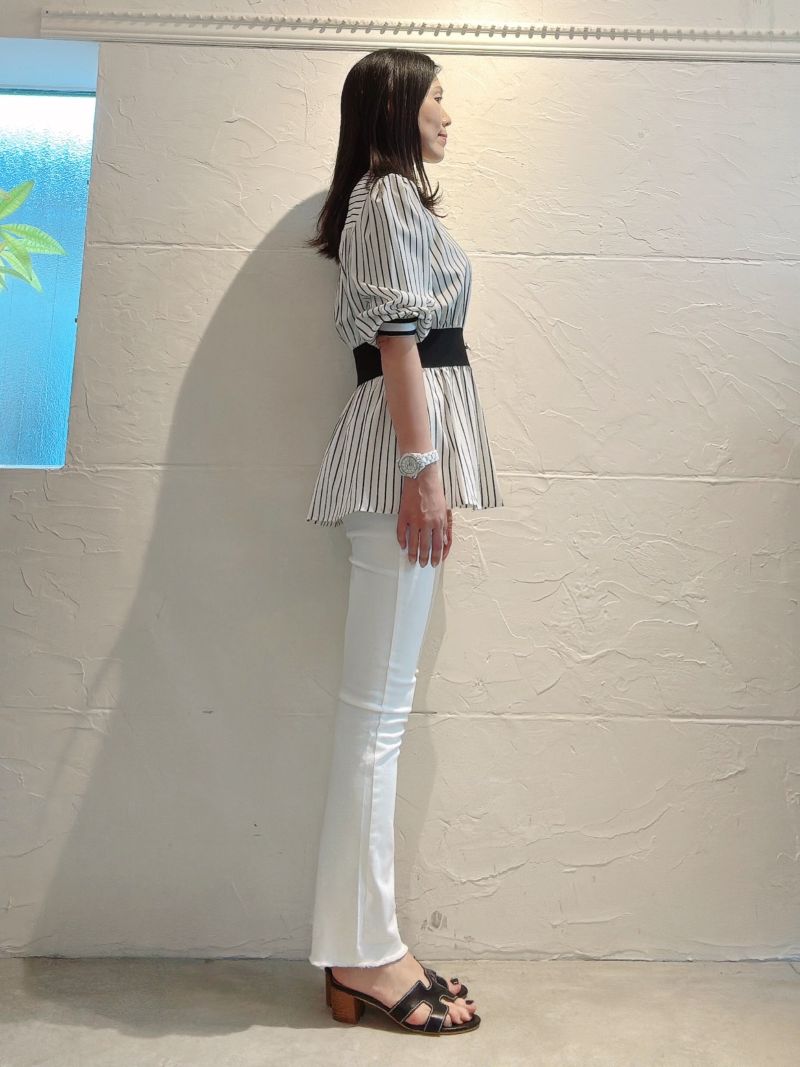 WaistBandStripeブラウス