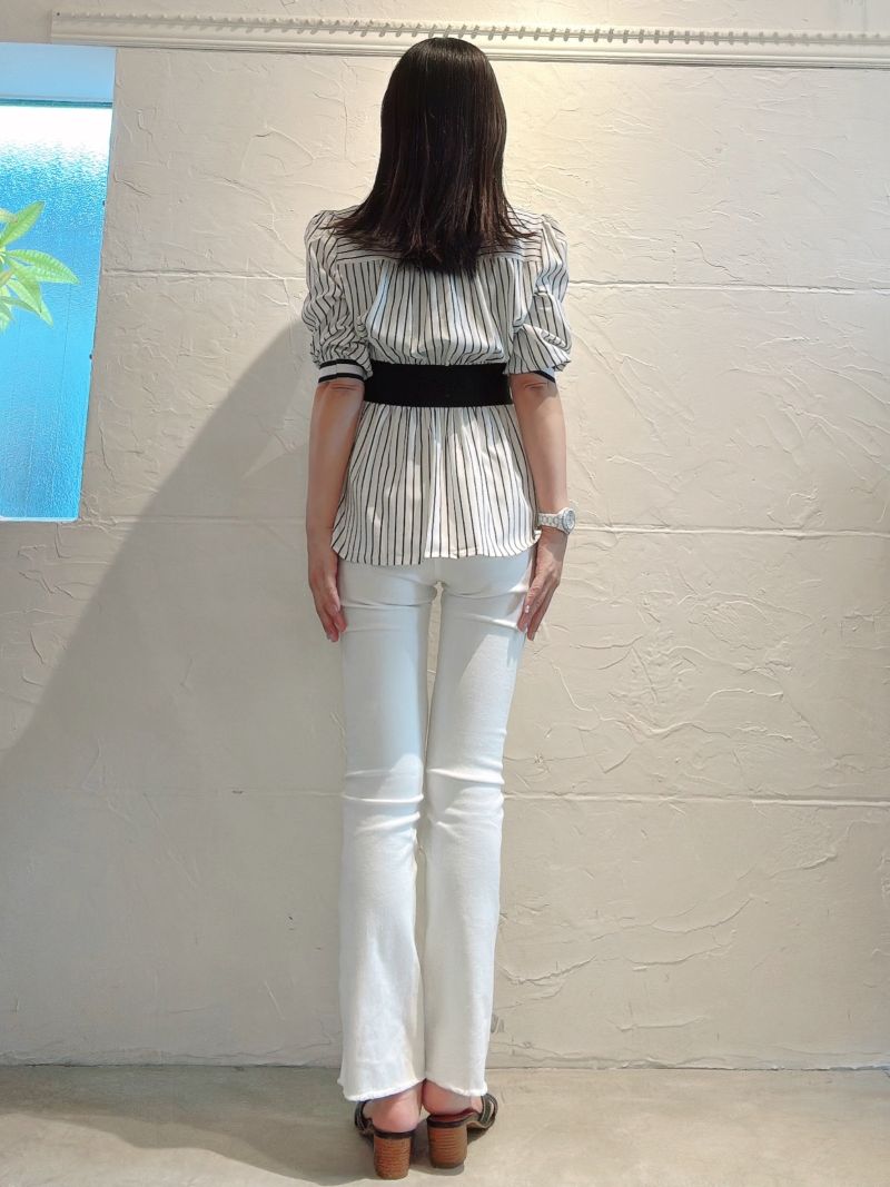 WaistBandStripeブラウス