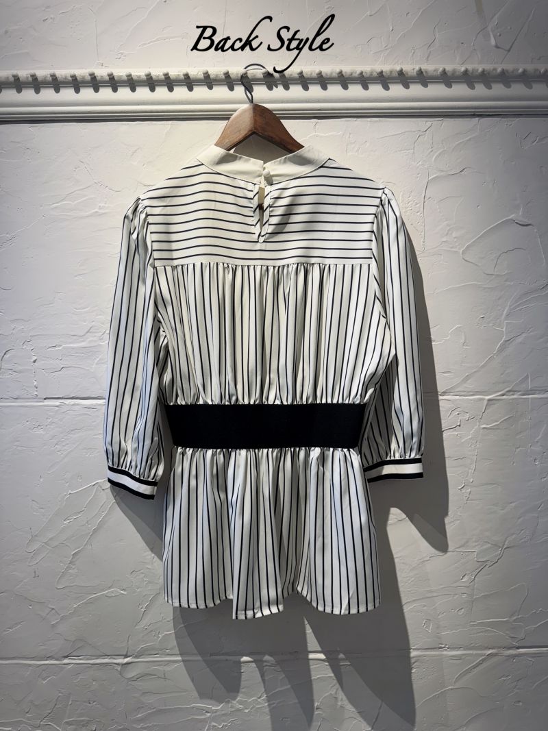 WaistBandStripeブラウス