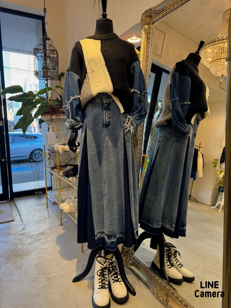 DenimSleeveMixColorニット