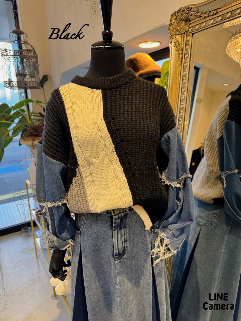 DenimSleeveMixColorニット