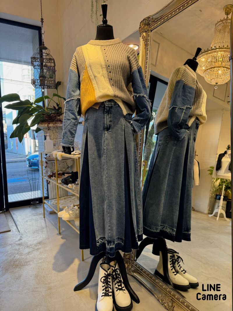 DenimSleeveMixColorニット