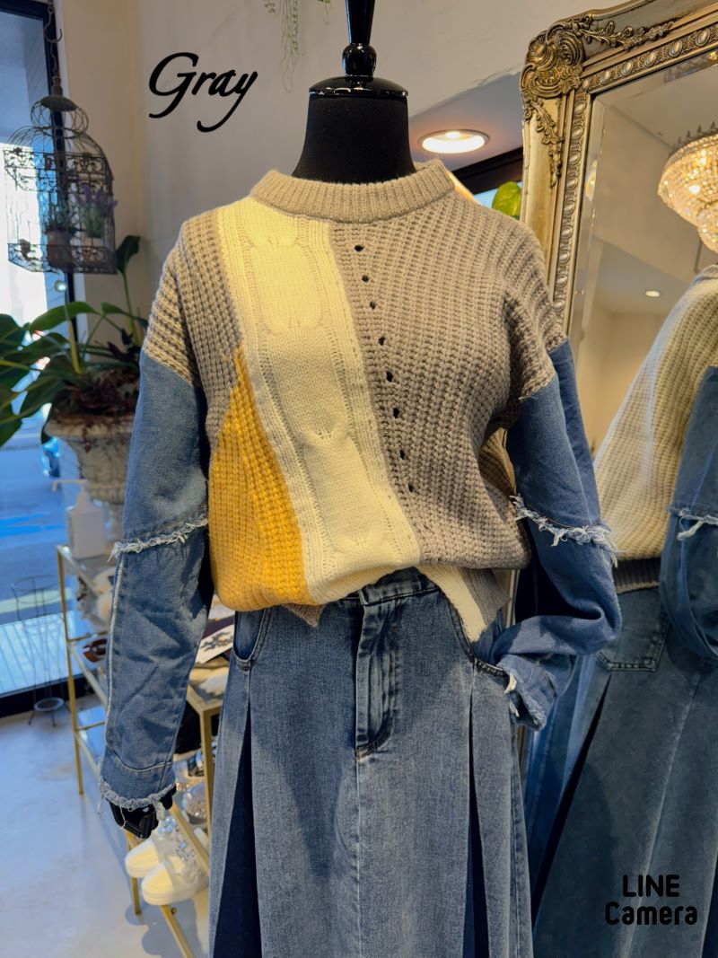 DenimSleeveMixColorニット