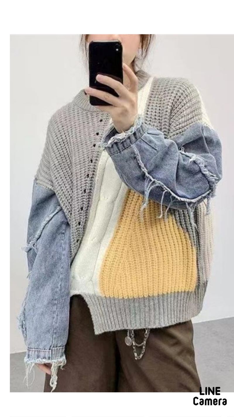 DenimSleeveMixColorニット